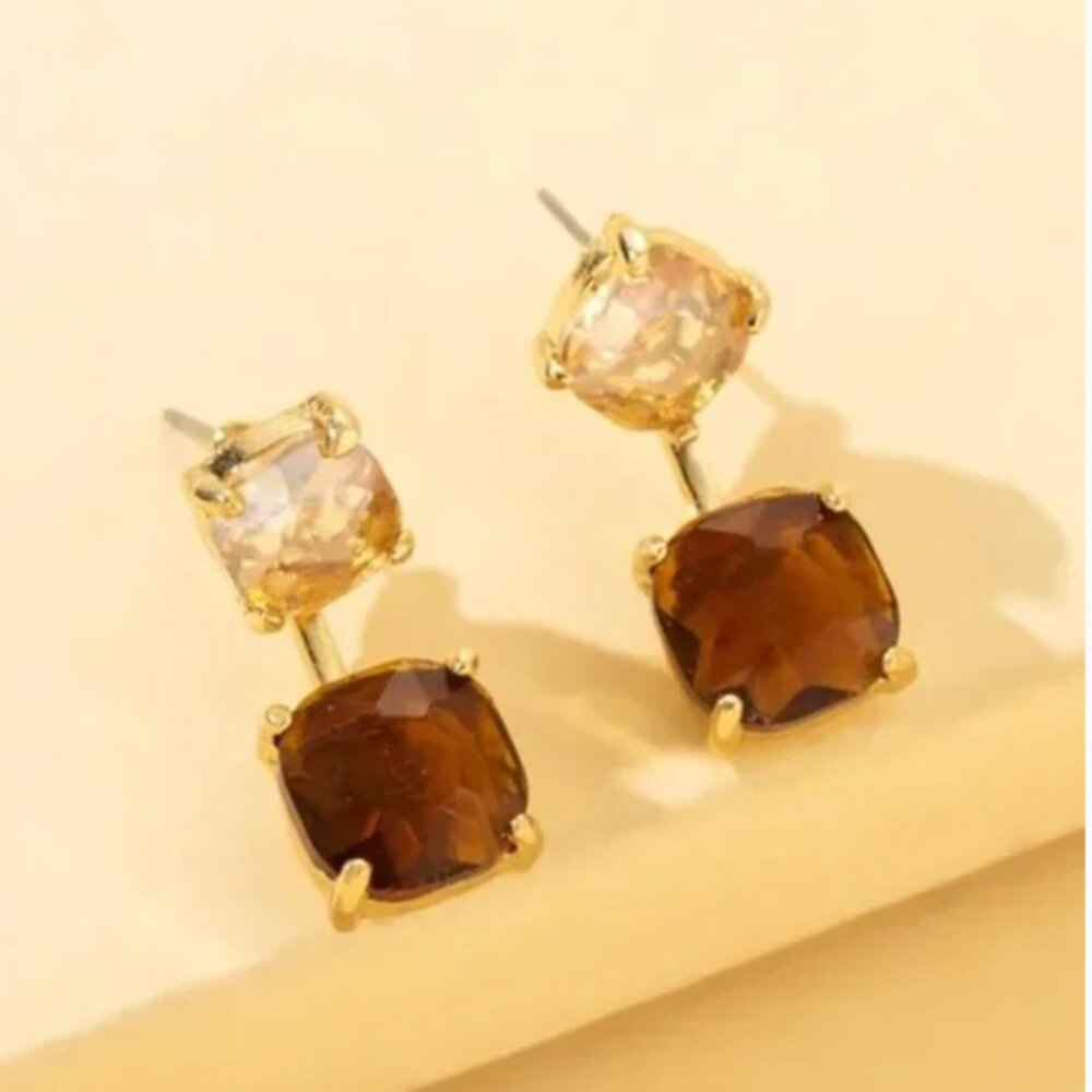 ⭐️❤️FREE Stone Geo Geode Classy Boho Peasant Hipster Chic Art Deco Farm Earrings